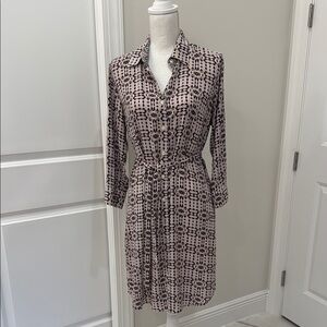 CAbi Black and White Smocked Shirt Dress